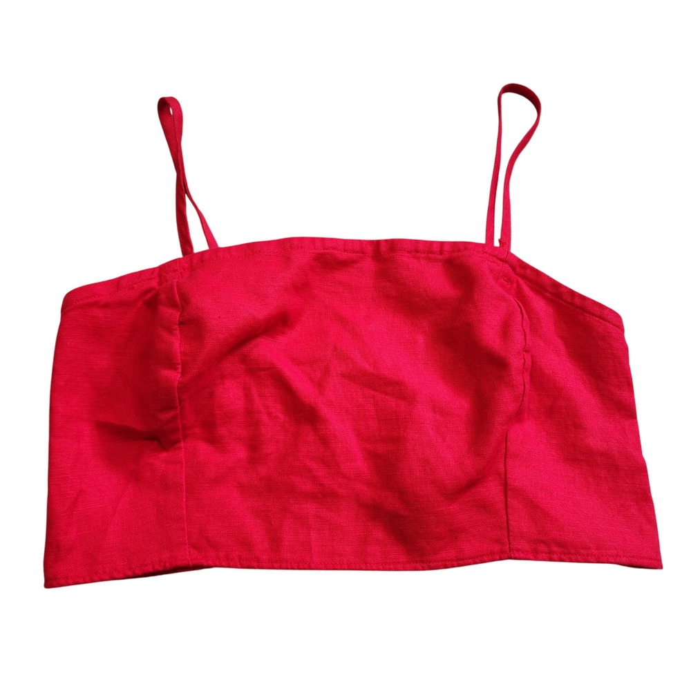 Gap Linen Blend Smocked Back Cami Crop Top Slipper Red 477009-05-1 Women S